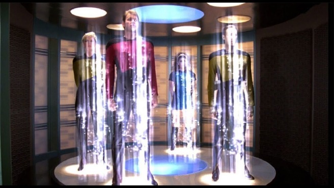 An image of "teletransportation" from "Star Trek." Traveling by teletransporter appears to depend on a psychological theory of personal identity.